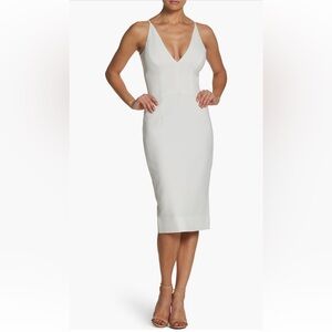 Dress the Population White V-Neck Midi Sheath Dress
